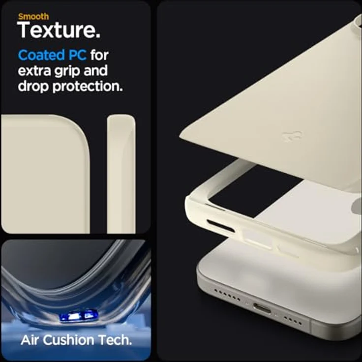 Spigen Thin Fit Hülle Kompatibel mit iPhone 15 Pro - Mute Beige - Matte Oberfläche, Flexibilität und maßgeschneidert – Bild 4