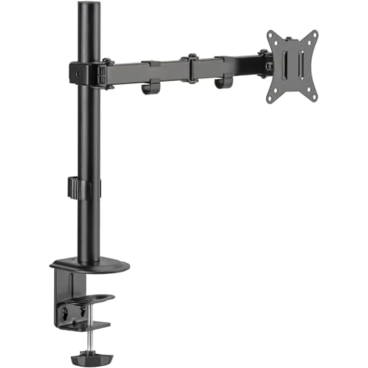 Ranqer Monitor Arm Single zwart (RQ-MONITOR-ARM-SINGLE-BLK), Höhenverstellbare Monitorhalterung für 17-32 Zoll Monitore, Schwarz, 9 kg Tragfähigkeit, VESA-kompatibel, integriertes Kabelmanagement
