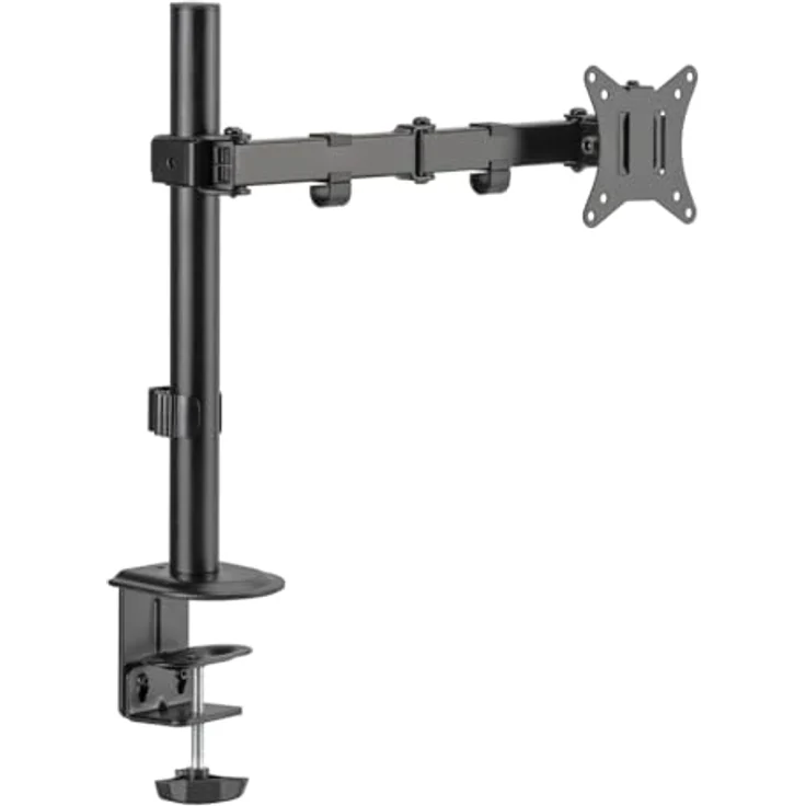 Ranqer Monitor Arm Single zwart (RQ-MONITOR-ARM-SINGLE-BLK), Höhenverstellbare Monitorhalterung für 17-32 Zoll Monitore, Schwarz, 9 kg Tragfähigkeit, VESA-kompatibel, integriertes Kabelmanagement – Bild 1