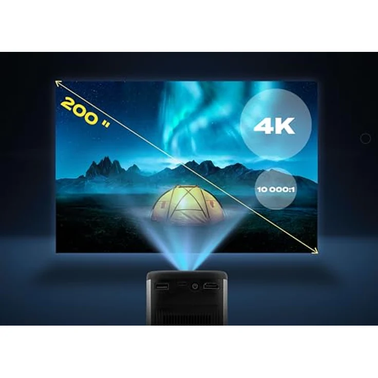 Overmax MULTIPIC 8.1 Beamer (5000 lm, 10,000:1, 3840 x 2160 - 4K px, Android/4K/Wi-Fi/USB-C/8000mAh-Mobiler/Touchpad/30 -200) - Tragbarer Business-Beamer mit 4K-Auflösung und 5000 Lumen, Schwarz – Bild 6
