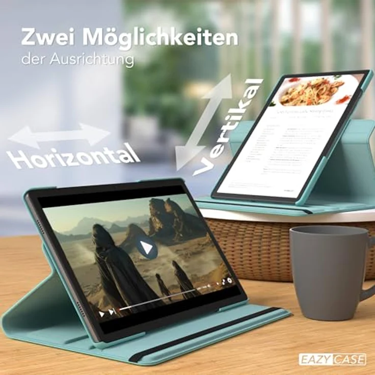 EAZY CASE 360° Drehbare Tablet Hülle für Samsung Galaxy Tab A11 Plus, 11 Zoll Schutzhülle mit Ständerfunktion, Kunstleder, Blau – Bild 5