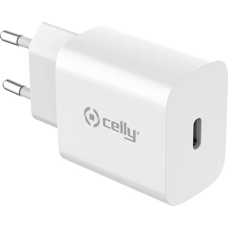 Celly Planet Heim Ladegerät USB-C 25W, umweltfreundliches Wandladegerät aus 100% recyceltem Kunststoff, universelle Kompatibilität