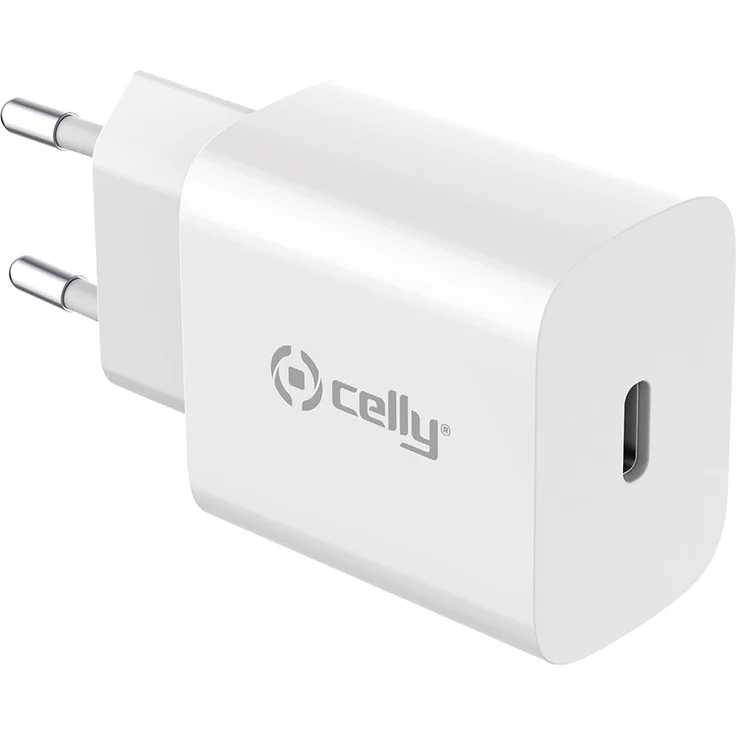 Celly Planet Heim Ladegerät USB-C 25W, umweltfreundliches Wandladegerät aus 100% recyceltem Kunststoff, universelle Kompatibilität