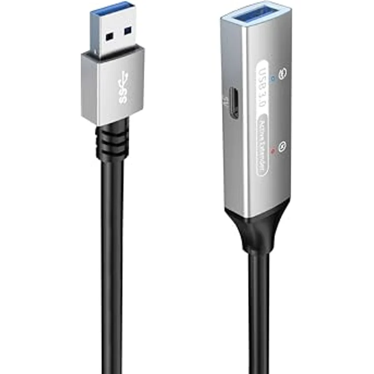 PremiumCord USB 3.2 Gen1 Verlängerungskabel 15m mit Repeater, schwarze Bauweise für optimale Signalqualität – Bild 3
