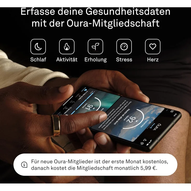 Oura Heritage Gen 3, Schwarz, Größe 8, Smart Ring – Bild 3