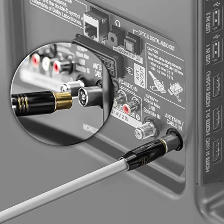 deleyCON 3m TV Antennenkabel PREMIUM HDTV Full HD - 1x gewinkelt - Koaxialkabel - TV-Stecker (gerade) zu TV-Buchse (90° Grad) - Weiß - METALL – Bild 8