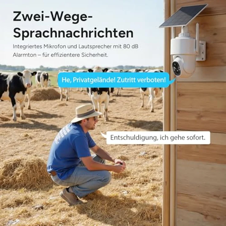 Woox 4G LTE Überwachungskamera Aussen Solar, 2K 3MP HD, 360° PTZ Outdoor Kamera mit Spotlicht und Zwei-Wege-Audio – Bild 8