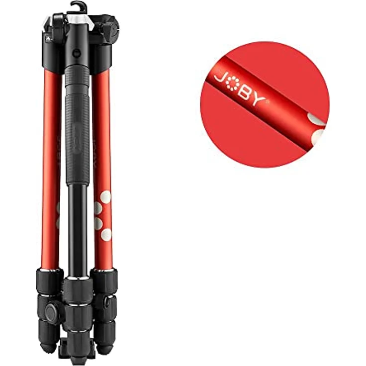 JOBY RangePod, rotes Alu-Reisestativ für Kamera/Smartphone mit Kugelkopf, Smartphone-Klemme und Tasche, für spiegellose, CSC, DSLR, Tik Tok Gadget, YouTube zubehör, Vlog, Video-Anrufe, Vlogger – Bild 3