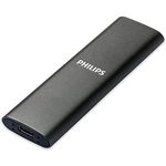 Philips Externe Portable SSD 2 TB - Ultra Slim SATA Ultra Speed USB-C, Lesegeschwindigkeit bis zu 550 MB/s, Aluminium, Anthrazit