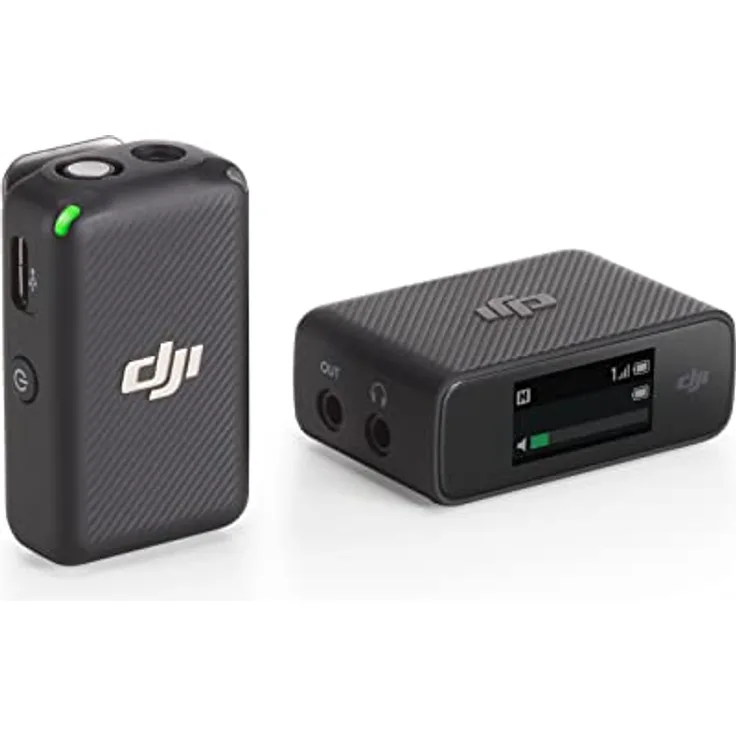 DJI Mic (1 Sender + 1 Empfänger), Lavalier-Funkmikrofon, 250 m Reichweite, kompakt und Ultraleicht, 14 Stunden Aufnahme, Funkmikrofon für PC, iPhone, Kameras, YouTube, Vlogs, Livestream
