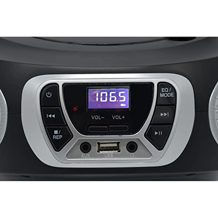 Roadstar CDR-365U/SL, tragbares FM-Radio mit PLL-Tuner, schwarz-silber, unterstützt CD, CD-R und CD-RW, 3,5 mm Kopfhöreranschluss – Bild 4