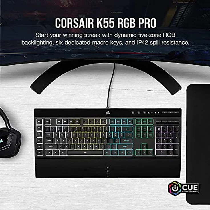 Corsair K55 RGB PRO Tastatur USB QWERTY Englisch Schwarz (CH-9226765-NA) – Bild 2