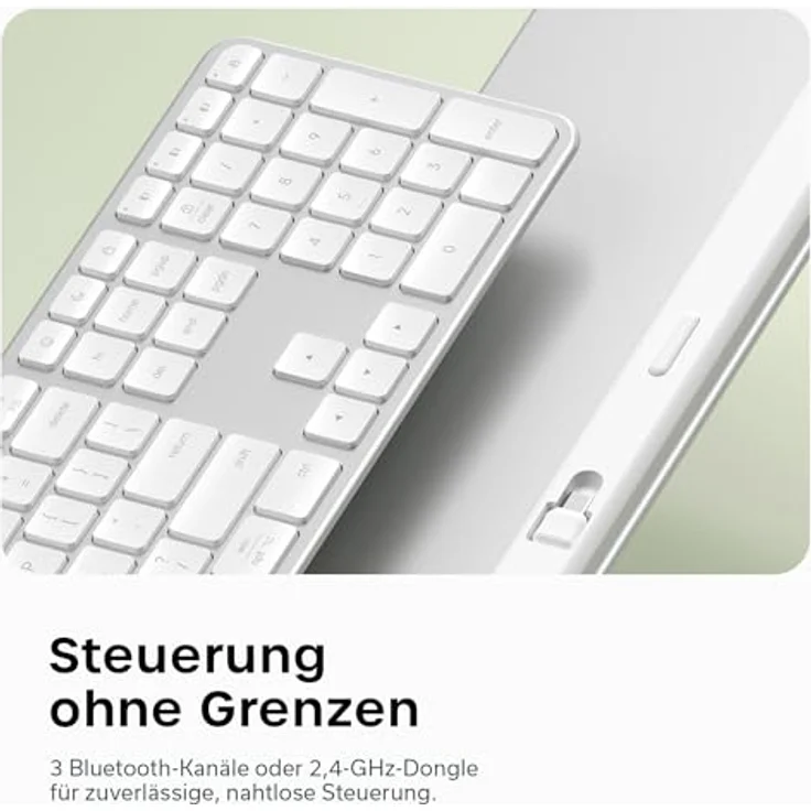 Satechi Slim EX3 Kabellose Tastatur, Kompakte Bluetooth-Tastatur mit Full-Size-Layout, Numpad und USB-C-Laden, Silber – Bild 5