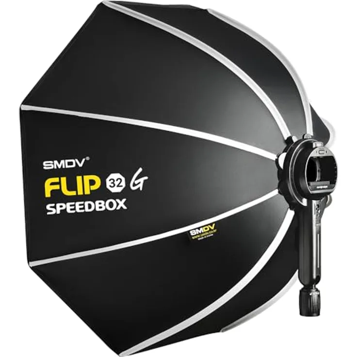 SMDV Professionelle Speedbox-Flip32G Softbox 80 cm - Schnell aufzubauen, Gleichmäßiges Licht, Tragetasche inklusive - Professionelle Fotografie