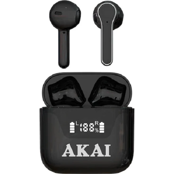 Akai BTE-J101 In-Ear Wireless BT Kopfhörer, Schwarz, 20 - 20000 Hz, Kabellose Reichweite 10 m