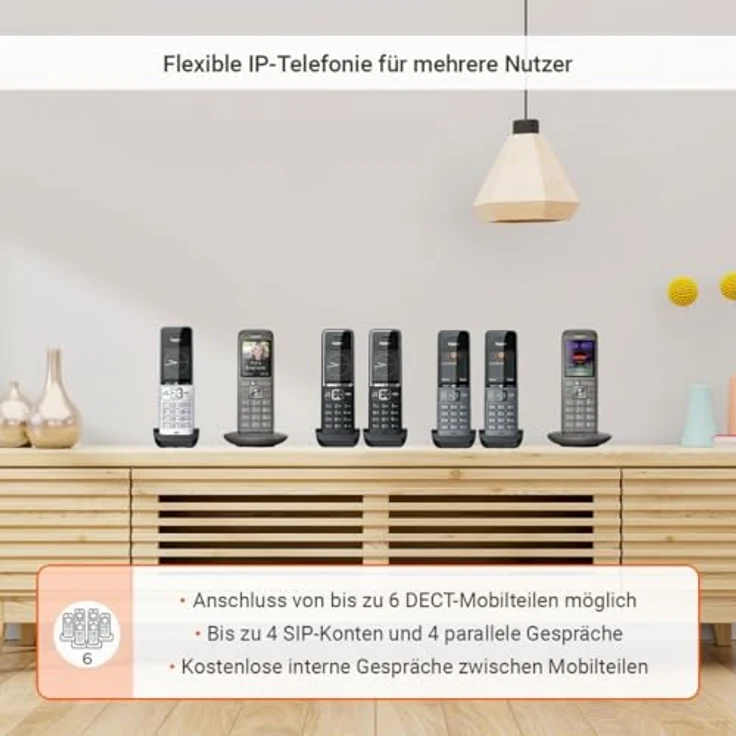 Gigaset BasicLine IP DECT Telefonbasis, HD-Sprachqualität für bis zu 6 Mobilteile, Schwarz – Bild 3
