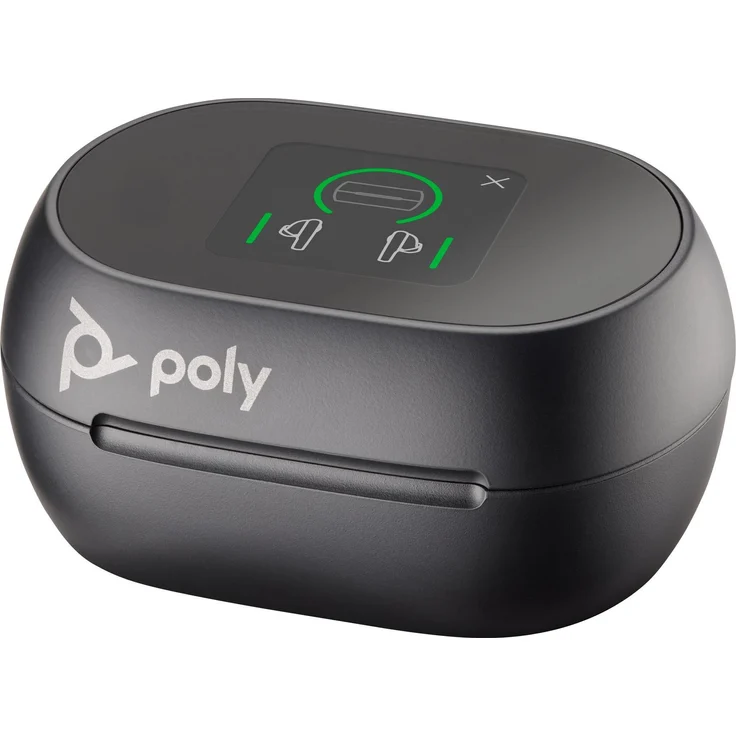 Poly Voyager Free 60+ UC, Touchscreen Ladecase mit Qi-Funktion und USB-A Adapter, Schwarz