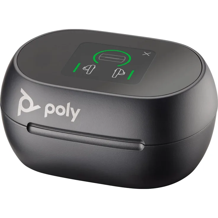 Poly Voyager Free 60+ UC, Touchscreen Ladecase mit Qi-Funktion und USB-A Adapter, Schwarz