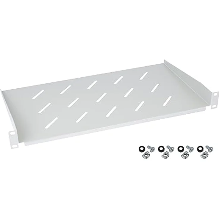 HMF 65499 Fachboden für Serverschrank | 19 Zoll | 1 HE | 250 mm Tiefe | Lichtgrau - Stabiler Regalboden für Netzwerkkomponenten, einfache Installation – Bild 1