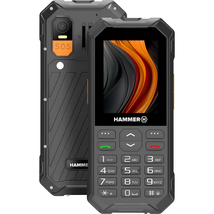 Hammer 6 4g 2.4´´ Schwarz Schwarz One Size - Robustes Seniorenhandy mit IP68 Zertifizierung und 7 Tage Akkulaufzeit