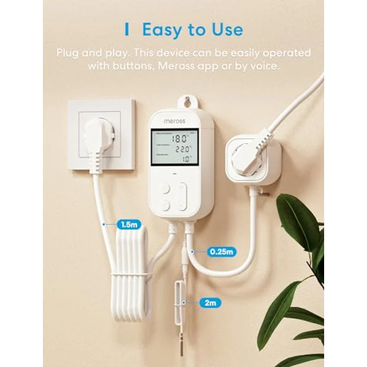 Meross Smart Thermostat Steckdose für HomeKit Digital WLAN Temperaturregler WiFi Heizungsthermostat Steckdose mit Fühler für Heizung und Kühlung 16 A, 2,4GHz – Bild 2