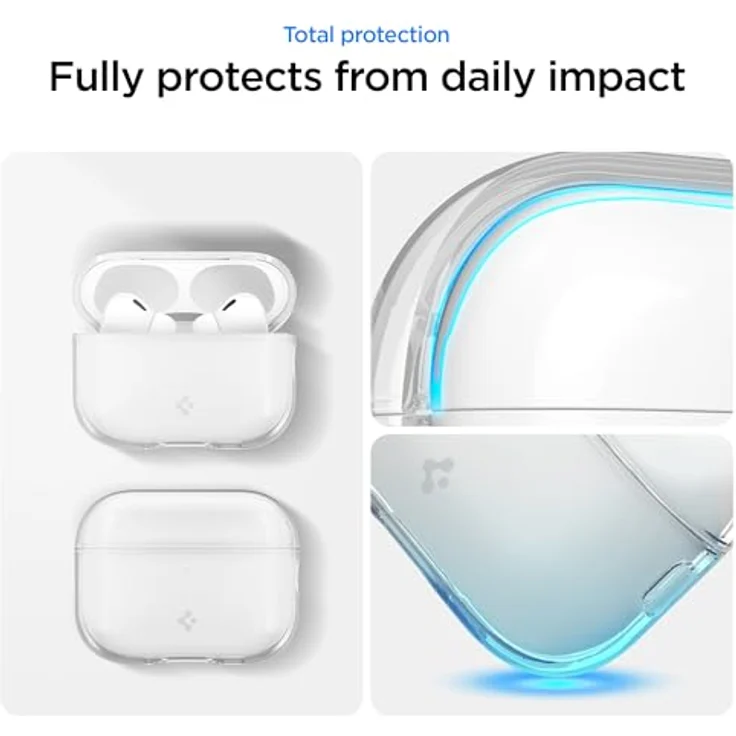 Spigen Liquid Crystal Hülle für AirPods Pro 3. Generation (2025), Kristallklar, TPU, mit Silberner Tragelasche und Vergilbungsfreier Softshell – Bild 5