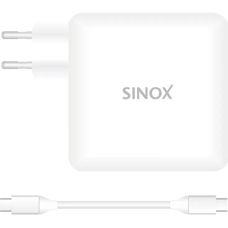 Sinox MagSafe USB C 65W Ersatzzladegerät, 1 m, weiß, schnelles Laden bis 65 W, Wechselstrom 100-240 V, Innenraum.