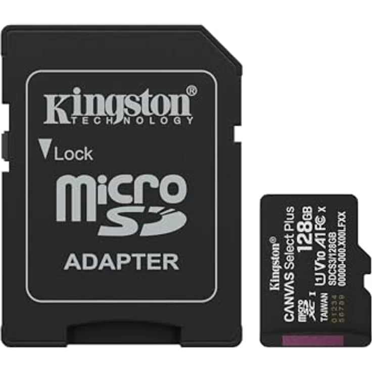 Kingston Canvas Select Plus microSD Speicherkarte 128GB microSDXC Gen3 150MB/s A1 mit SD Adapter – Bild 1
