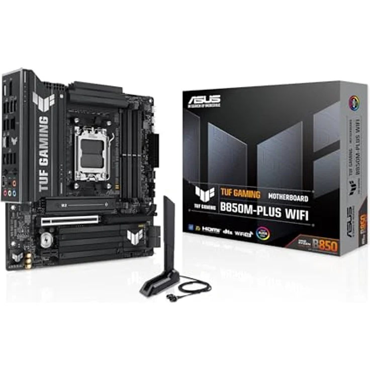 ASUS TUF Gaming B850M-PLUS WiFi Mainboard Sockel AMD AM5, DDR5 Speicher, PCIe 5.0, 2X PCIe 4.0 M.2, WiFi 6E, Aura Sync – Bild 1