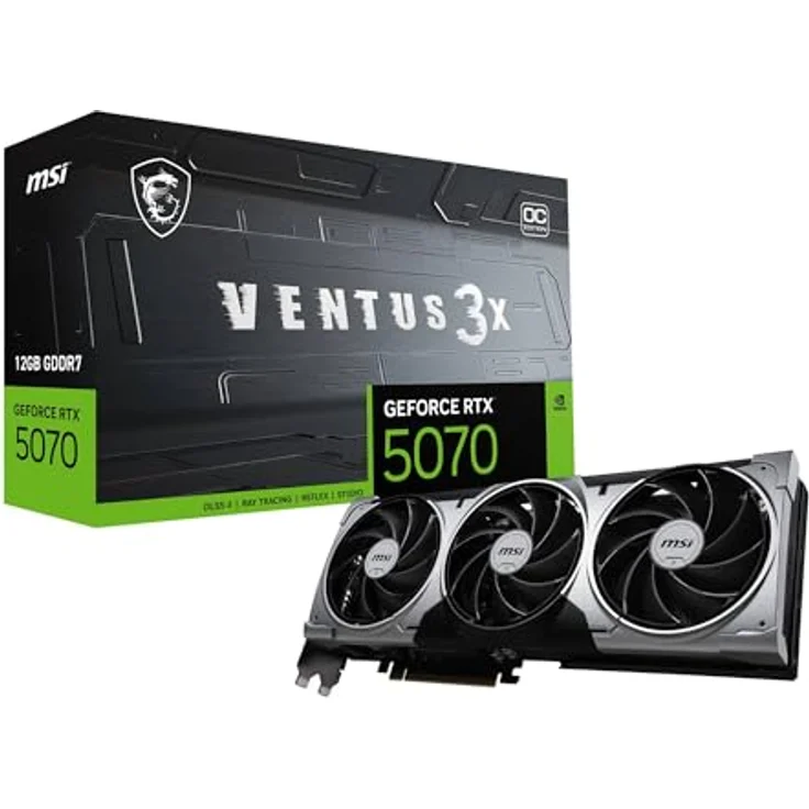 MSI GeForce RTX 5070 12G Ventus 3X OC, 12GB GDDR7, 28Gbps, PCIe 5, Boost 2542 MHz, HDMI 2.1b, DisplayPort 2.1b – Bild 2