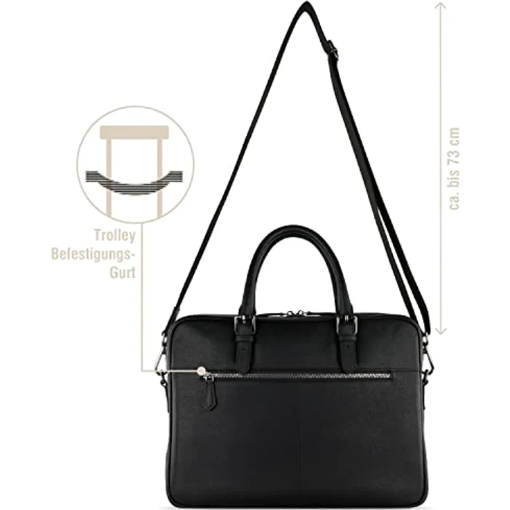 Bugatti Aktentasche Bella Briefcase (15"), Notebooktasche, Schwarz, aus hochwertigem Rindleder – Bild 3