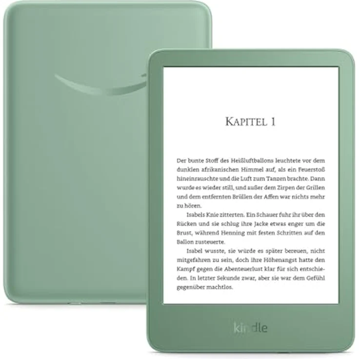 Amazon Kindle (16 GB) – Blendfreier Bildschirm, schnelleres Umblättern, anpassbares Frontlicht, langer Akkulaufzeit – ohne Werbung – matchagrün – Bild 1