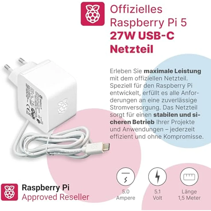 BerryBase Raspberry Pi 5 Starterkit, 64GB microSDHC mit Pi OS, Gehäuse, Netzteil, HDMI-Kabel, 8GB RAM, weiß – Bild 7