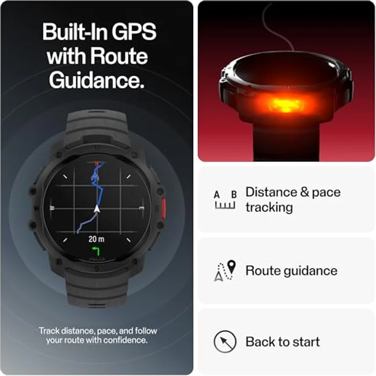 Polar Street X Smartwatch, 3,25 cm AMOLED-Touchscreen, GPS, Herzfrequenzmessung, stoßfest, integrierte LED-Taschenlampe, grau – Bild 3