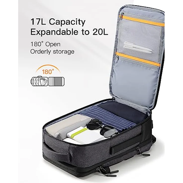 Inateck 17-20L Ryanair Handgepäck 40x20x25 Reiserucksack damen herren, Laptop Rucksack kompatibel mit 14 Zoll MacBook Pro, Reisetasche mit Trolley-Gurt und 2 Griffen, Schulrucksack – Bild 4