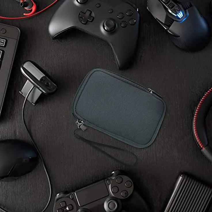 kwmobile Neopren Schutztasche kompatibel mit Nintendo 3DS XL, grau - wasserdicht, leicht und griffig mit Reißverschluss – Bild 2