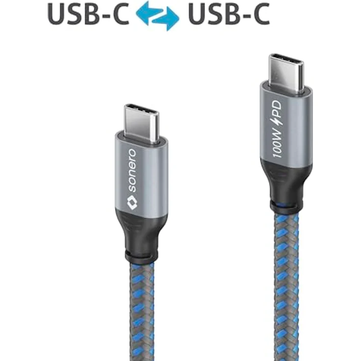 Sonero USB-C Ladekabel, 100W PD, grau/blau, 0,50m – Bild 4