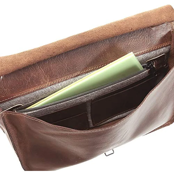 Harold's Umhängetasche Aberdeen 2908, Messengerbag S aus Rindleder, 5 Innenfächer, braun – Bild 7