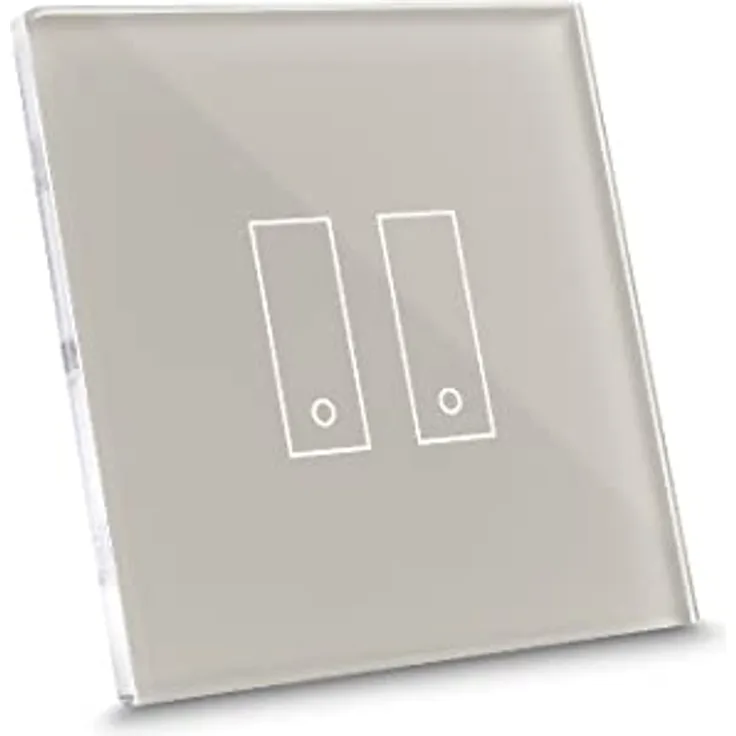 iotty E2 PLUS, intelligenter WiFi-Schalter für Licht und Tore, kompatibel mit Google Home, Alexa und Siri, iOS/Android App, beleuchtetes Glas-Touchfeld, Temperatur- und Helligkeitssensoren, Beige