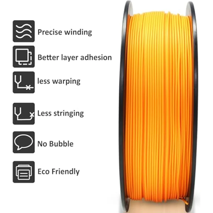 GIANTARM PLA Filament 1.75mm, 1kg Spule in Orange, hohe Präzision, vakuumverpackt – Bild 4