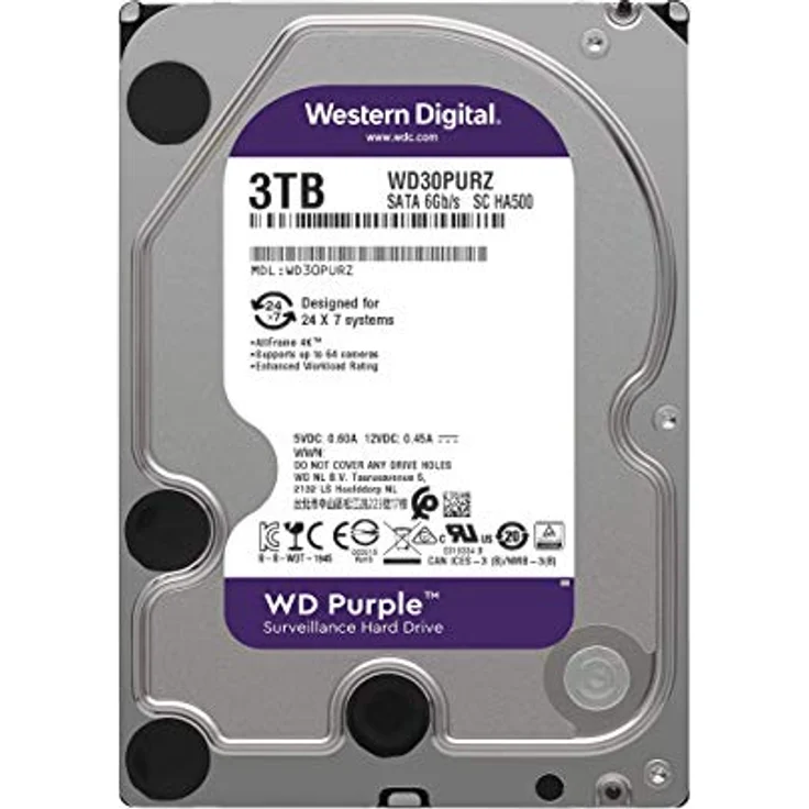 WD Purple Surveillance Hard Drive WD30PURZ - Festplatte - 3 TB - intern - 3.5 Zoll (8.9 cm) - SATA 6Gb/s - 5400 rpm - Puffer: 64 MB (WD30PURZ) – Bild 4