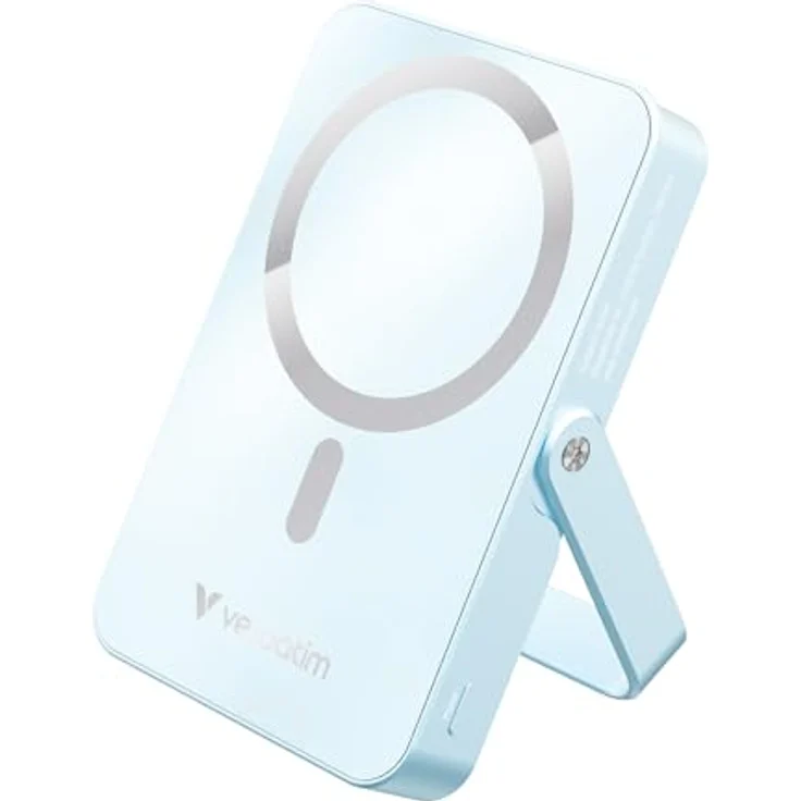 Verbatim Charge 'n' Go MagSafe Powerbank 10.000mAh Blau 15W magnetisch - PD 22W Schnellladefunktion LED-Anzeige & klappbarer Ständer für iPhone 16/15/14/13/12 Pro/Pro Max – inkl. USB-C Kabel – Bild 1
