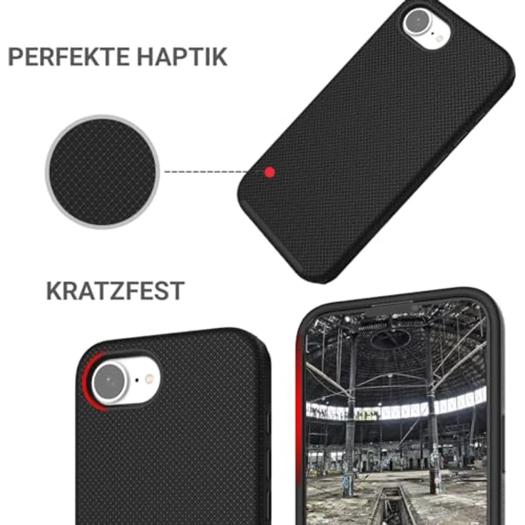 JT Berlin BackCase Pankow Solid MS Silikon Hülle, Fallschutz nach US-Militärstandard, Wireless-Charging (Qi) optimiert, schwarz, kompatibel mit Apple iPhone 16e – Bild 2