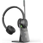 GEQUDIO GC-4 DECT und Bluetooth Dual Headset mit Active Noise-Cancelling und hybrider Geräuschunterdrückung, 2-Ohr mit Basisstation - kabellos am Unify OpenStage OpenScape und PC