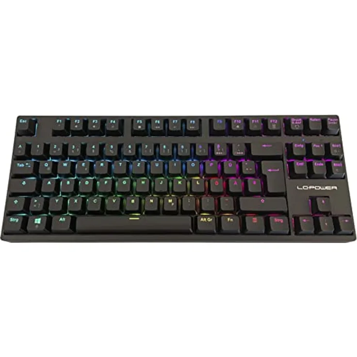 LC-Power LC-KEY-MECH-2-RGB-C-W, Mechanische TKL-Gaming-Tastatur mit Gateron Red Switches, Schwarz