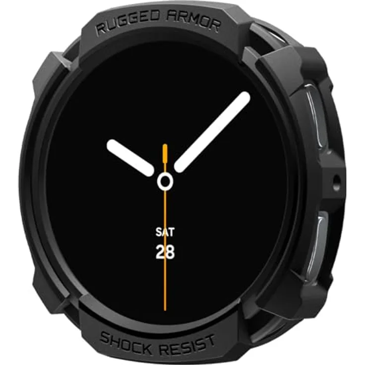 Spigen Rugged Armor Hülle für Samsung Galaxy Watch 8 44mm (2025) - Matt Schwarz, TPU-Material, präzise Ausschnitte, erhöhter Bildschirmschutz