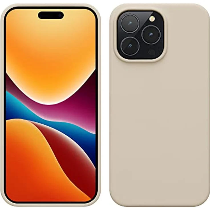 kwmobile Handyhülle für iPhone 14 Pro Max, Silikon Case in Creme, kabelloses Laden, Anti-Rutsch, stoßfest – Bild 1