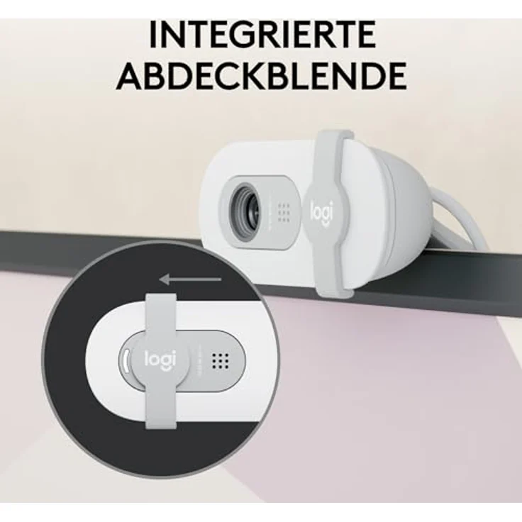 Logitech Brio 100 Full HD-Webcam für Meetings und Streaming, Auto-Lichtausgleich, integriertes Mikrofon, Abdeckblende, USB-A, für Microsoft Teams, Google Meet, Zoom und mehr - Weiß – Bild 4