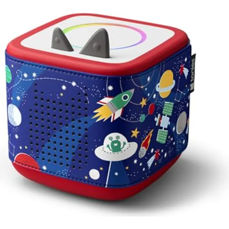 Tonies® Toniebox 2 Hülle Weltraum, soundfreundliches Design mit bunten Ziernähte für Kinder ab 1 Jahr
