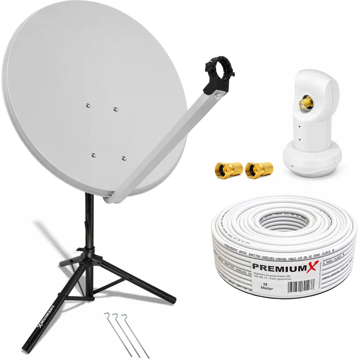 PremiumX PXS80, 80cm Satellitenantenne mit Single LNB, wetterfest und korrosionsgeschützt